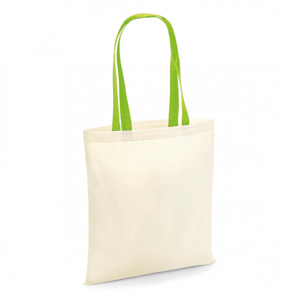 Eko torba bawełniana z kolorowymi uchwytami W101C Natural & Lime-Green