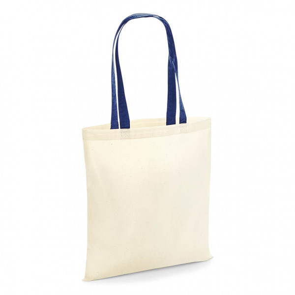 Eko torba bawełniana z kolorowymi uchwytami W101C Natural & French-Navy