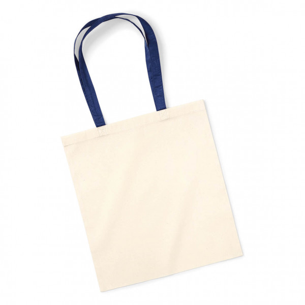 Eko torba bawełniana z kolorowymi uchwytami W101C Natural & French-Navy