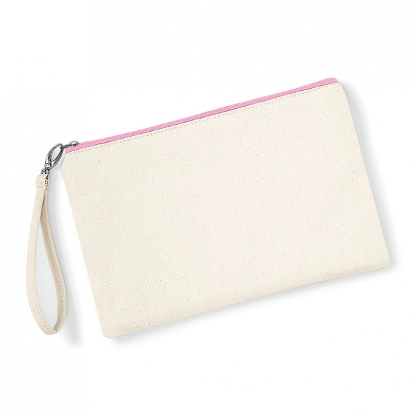 Bawełniana Płócienna Eko Kosmetyczka / Torebka W520 Natural / Pink