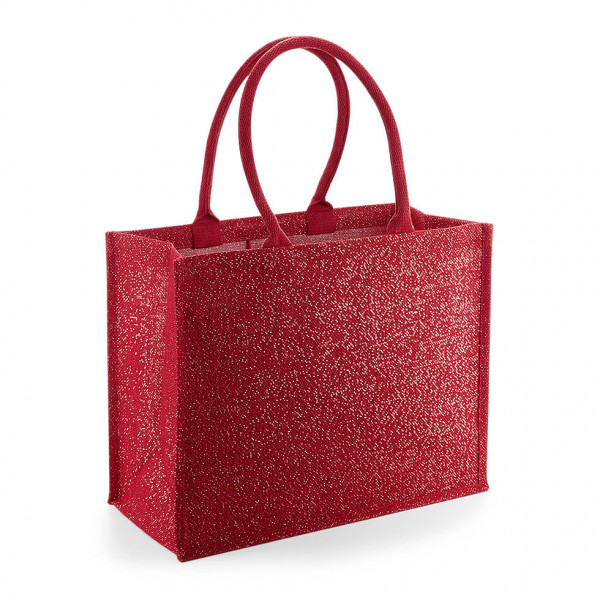Błyszcząca eko torebeczka z juty W431 Red / Gold