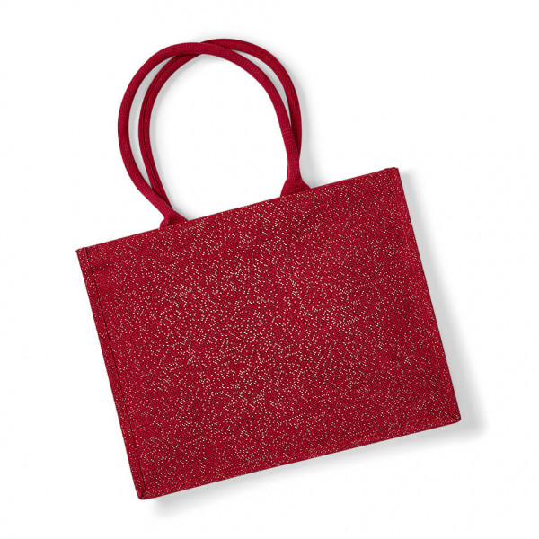 Błyszcząca eko torebeczka z juty W431 Red / Gold