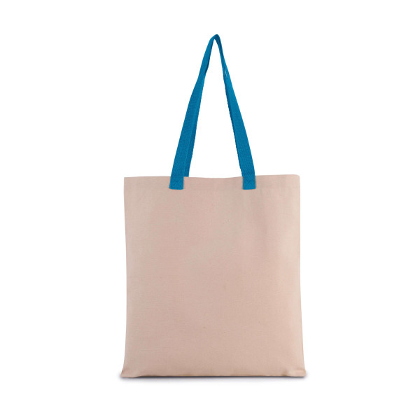 Eko torba płócienna z kolorowymi uchwytami z nadrukiem KI0277 Natural / Surf Blue