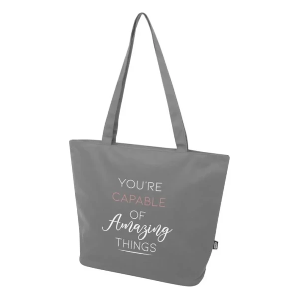 Torba Na Zakupy Zapinana Na Zamek z Recyklingu RPET PC130052-82 Szary