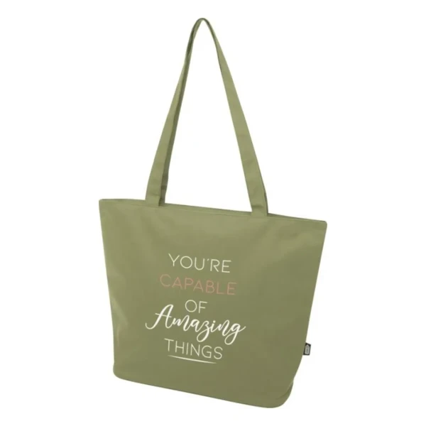 Torba Na Zakupy Zapinana Na Zamek z Recyklingu RPET PC130052-60 Oliwkowy