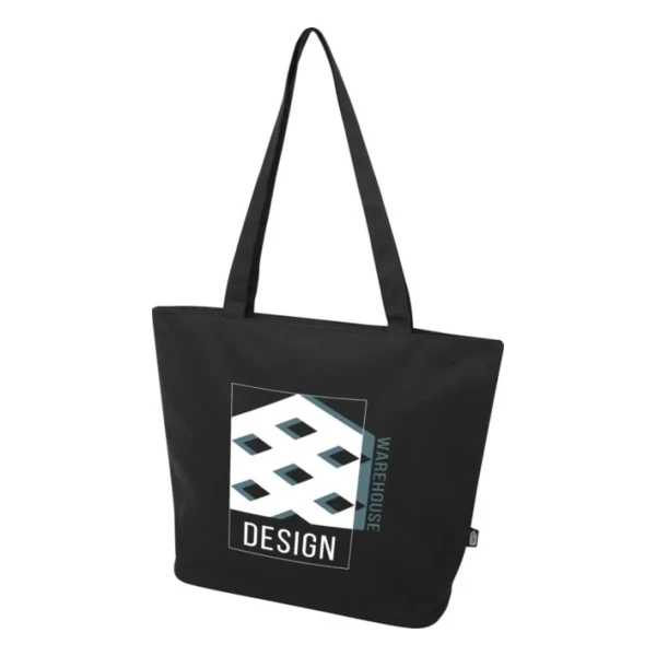 Torba Na Zakupy Zapinana Na Zamek z Recyklingu RPET PC130052-90 Czarny