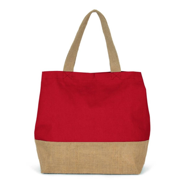 Eko torba płócienna z dnem z juty KI0235 Arandano Red / Natural