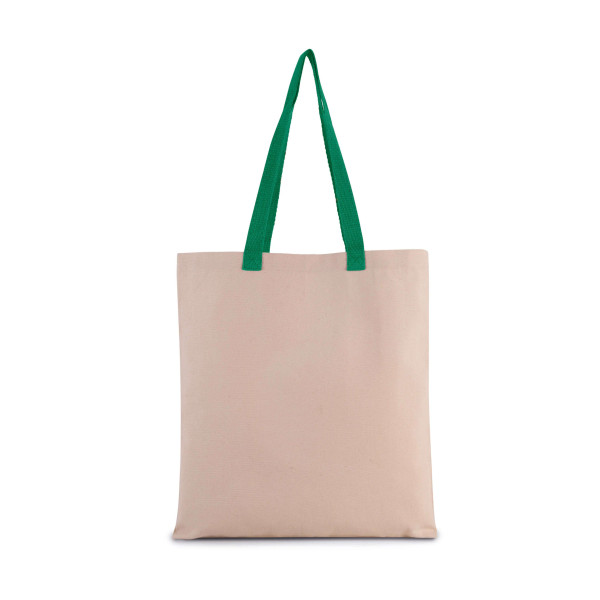 Eko torba płócienna z kolorowymi uchwytami z nadrukiem KI0277 Natural / Kelly Green