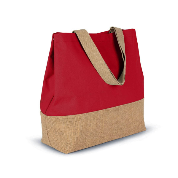 Eko torba płócienna z dnem z juty KI0235 Arandano Red / Natural
