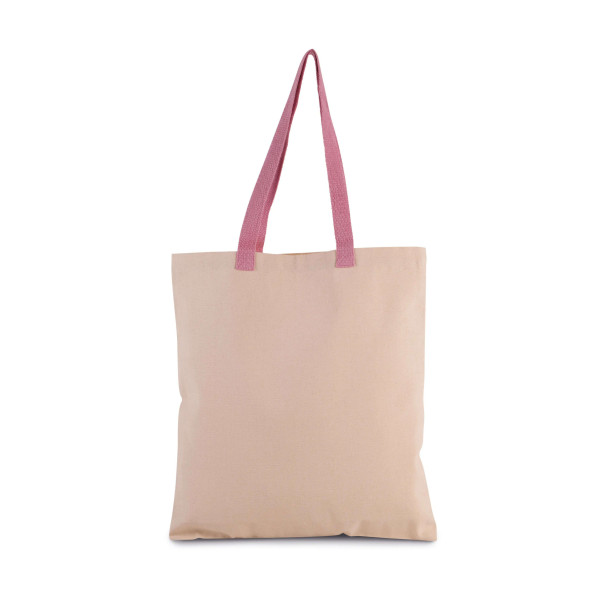 Eko torba płócienna z kolorowymi uchwytami z nadrukiem KI0277 Natural / Dark Pink