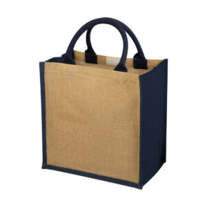 Jutowa Midi Torba Prezentowa lub Na Zakupy z Kolorowymi Bokami PC120134