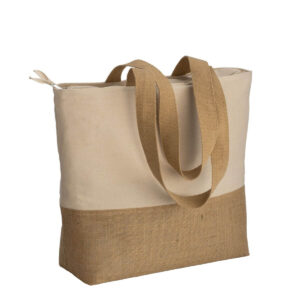 Płócienno Jutowa Eko Torba Na Zakupy lub Plażę z Zamkiem Si22126